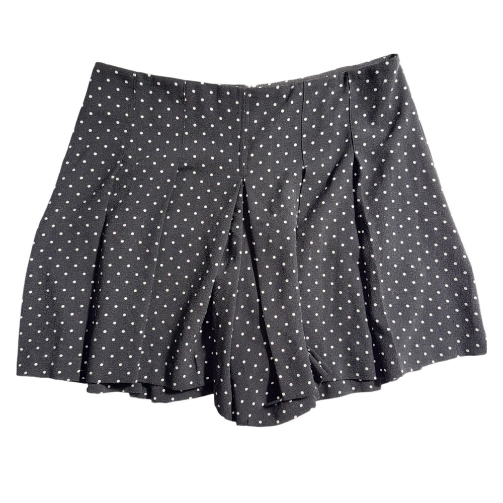 Elle Black White Polka Dot Pleated Skort Flared Shorts Skirt Size 14